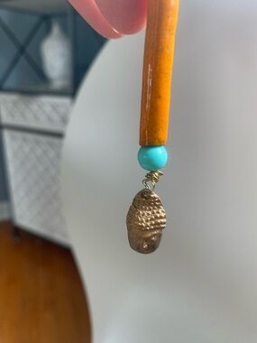 Handmade Turquoise Bead & Buddha Earrings